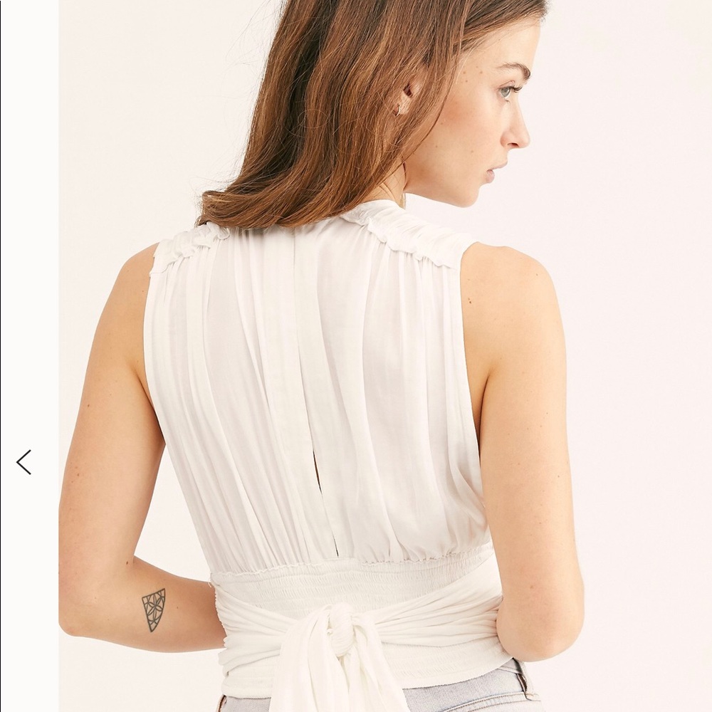 Free People size Large Selene tank ruched back tie - Picture 2 of 9